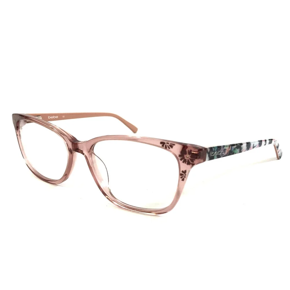 Bebe Eyeglasses Frames BB5163 650 BLUSH CRYSTAL White Cat Eye Full Rim 55-17-135